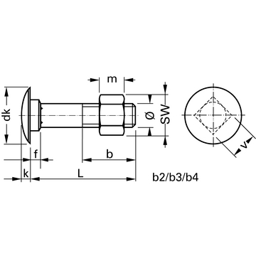 Коларски болт с гайка BERNER DIN 603 - Image 2