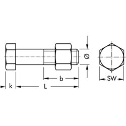 Шестостенен болт с гайка BERNER DIN 7990, EN 15048-1, 4.6 - Image 2